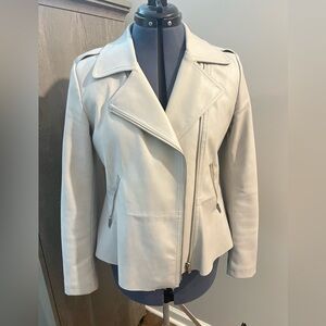 Women's Cream Vegan Leather Jacket